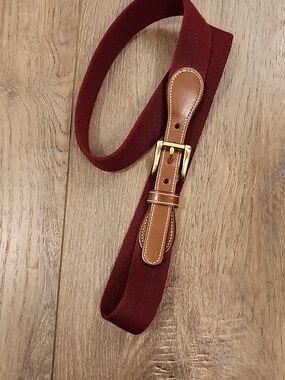 Vintage Dooney Bourke Woven  Leather Belt Burgundy Maroon Brass Buckle size 40